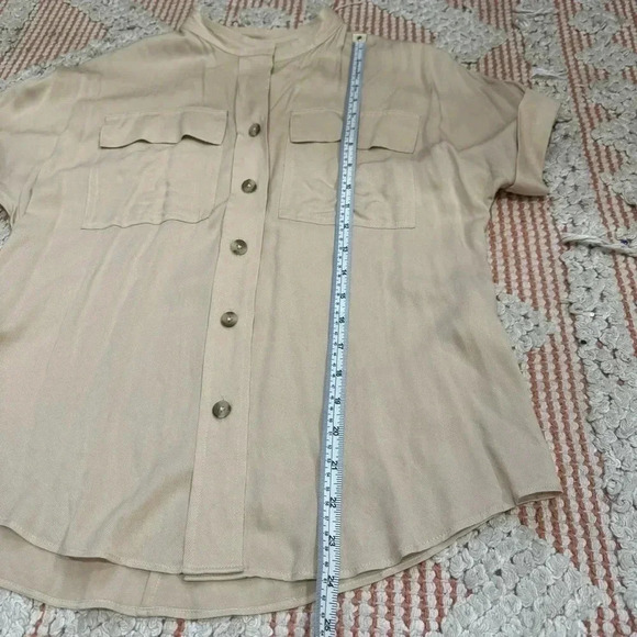 Chico’s Beige Mock Neck Button Down - Picture 7 of 7